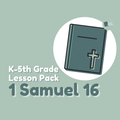 Lesson pack for K-5th grade with a Bible illustration on a light green background
