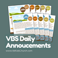 VBS Daily Announcements Template (Editable Canva) | 1–5 Day + Wrap-Up Page | Parent & Volunteer Communication