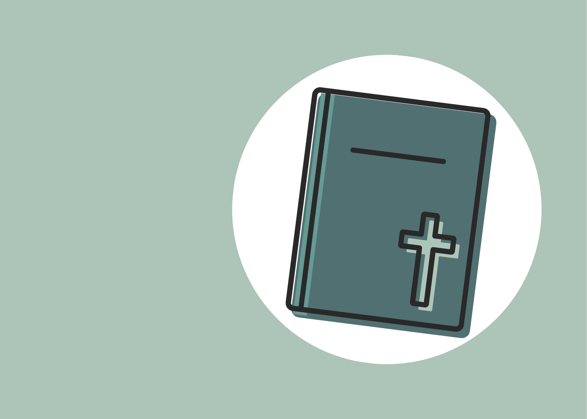Illustration of a book with a cross on a light green background