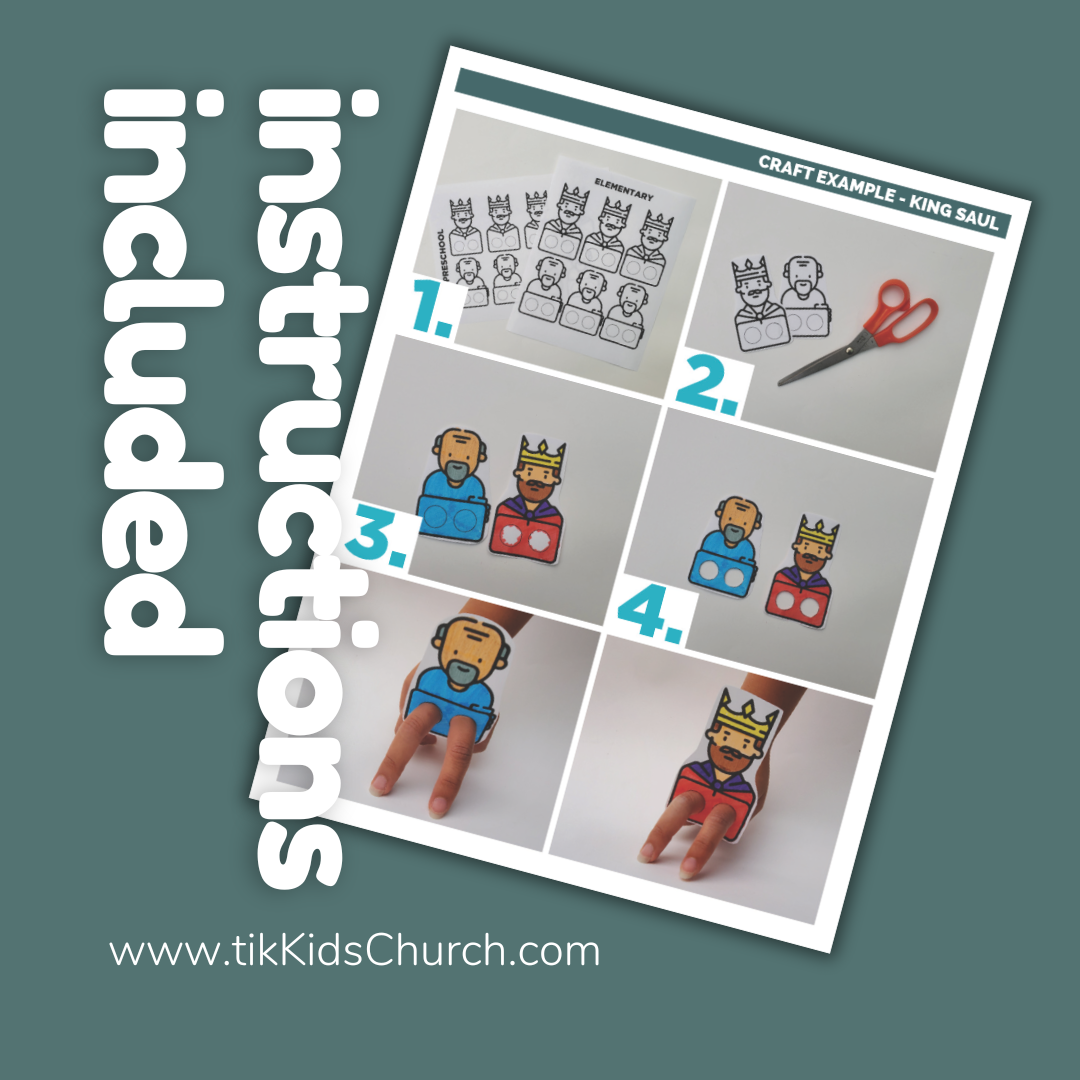 Craft instructions sheet for making a character with scissors on a teal background