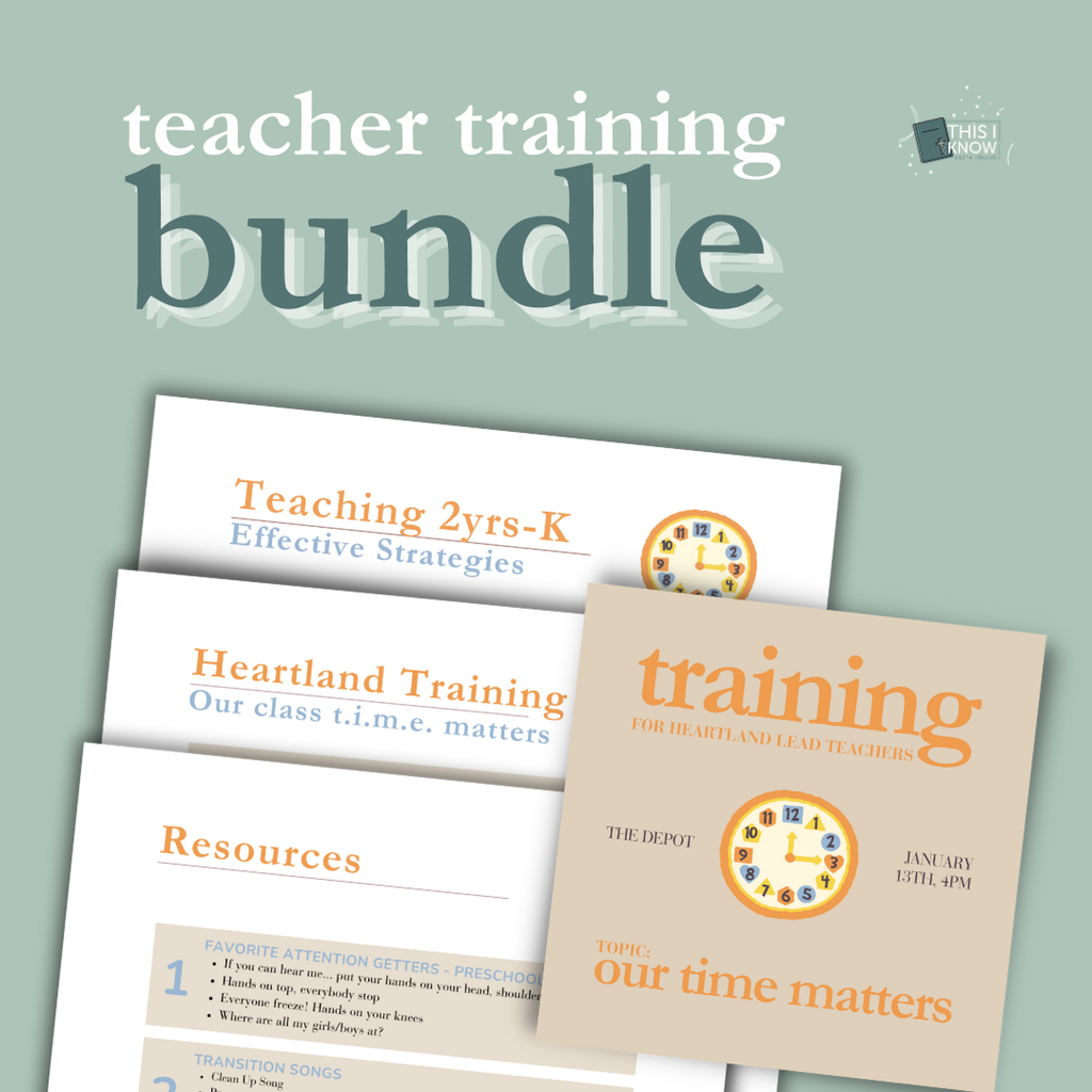 Teacher training bundle with brochures on a light green background