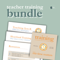 Teacher training bundle with brochures on a light green background
