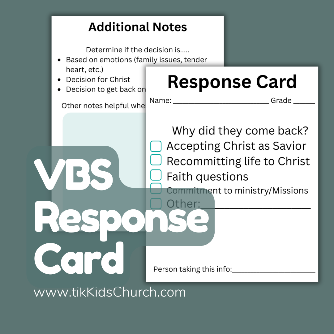 VBS Decision Response Card (Leader Use) | Salvation Follow-Up Form | Kids Ministry Printable