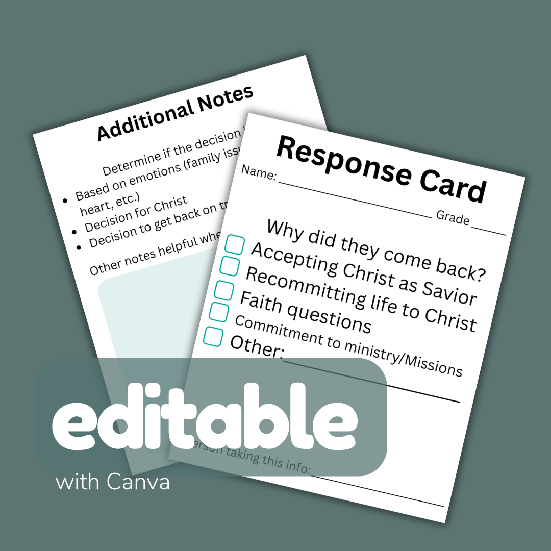 VBS Decision Response Card (Leader Use) | Salvation Follow-Up Form | Kids Ministry Printable